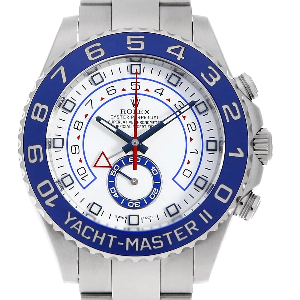 ROLEX YACHT MASTER WHITE WATCH: ROLEX Yacht Master white Watch Brand: ROLEX Type: Wrist watch Material: Band Material Stainless Steel, Case Material Stainless Steel Color: Dial Color White Size: Case:W44mm Circumference of