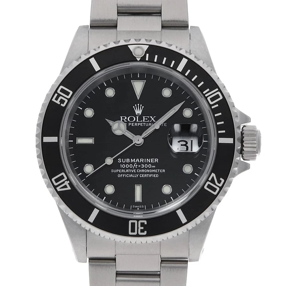 ROLEX SUBMARINER BLACK WATCH: ROLEX SUBMARINER black Watch Brand: ROLEX Type: Wrist watch Material: Band Material Stainless Steel, Case Material Stainless Steel Color: Dial Color Black Size: Case:W40mm Circumference of Wrist:1