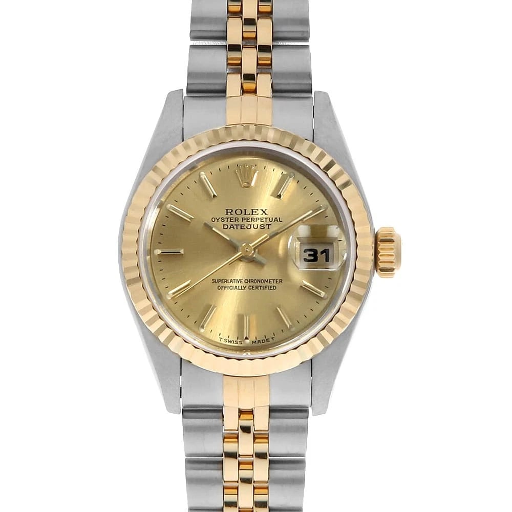 ROLEX DATEJUST CHAMPAGNE WATCH: ROLEX Datejust Champagne Watch Brand: ROLEX Type: Wrist watch Material: Band Material Stainless Steel/Yellow Gold, Case Material Stainless Steel/Yellow Gold Color: Dial Color Champagne Gold Size: