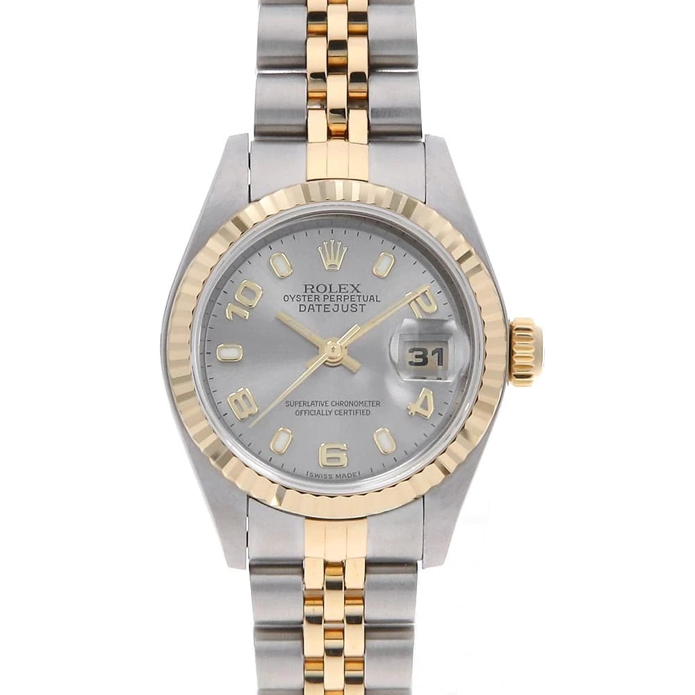 ROLEX DATEJUST GRAY WATCH: ROLEX Datejust gray Watch Brand: ROLEX Type: Wrist watch Material: Band Material Stainless Steel/Yellow Gold, Case Material Stainless Steel/Yellow Gold Color: Dial Color Gray Size: Case:W26mm Circ