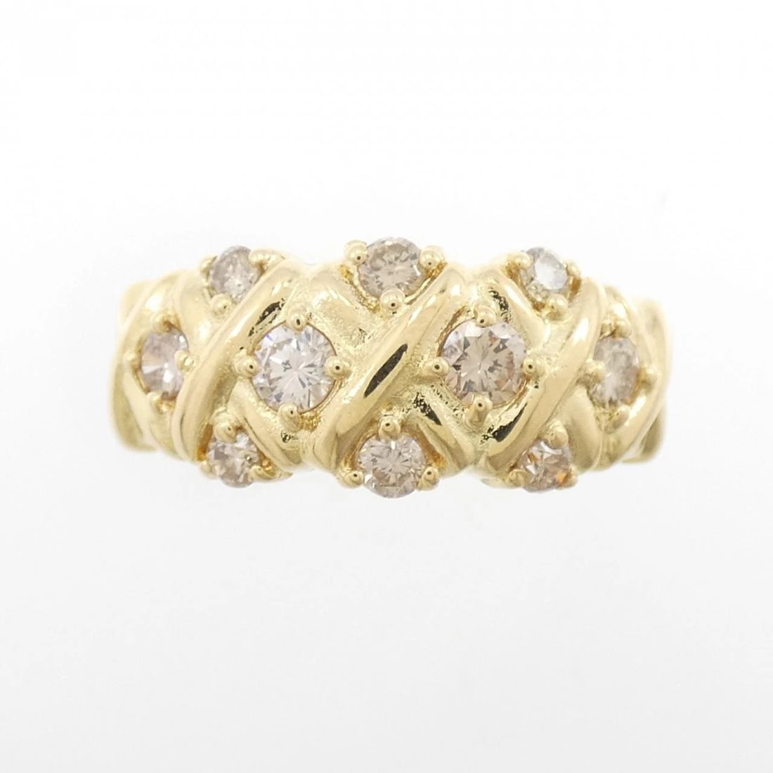 K18YG DIAMOND RING: K18YG Diamond Ring Brand: Unbranded Type: Diamond Ring Material: K18 yellow gold, Main Stone/Creation Natural Color: Yellow Gold Size: US5 3/4 Accessories: None Accessories Notice: When