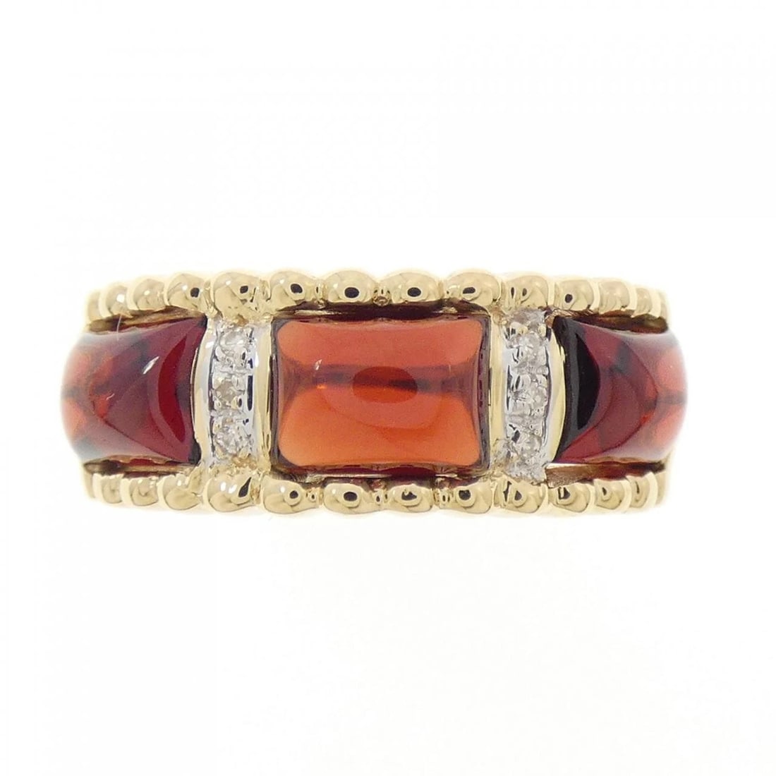 K18YG/K18WG GARNET RING: K18YG/K18WG Garnet Ring Brand: Unbranded Type: Garnet ring Material: 18K Yellow Gold/18K White Gold, Main Stone/Creation Garnet Secondary Stone Natural Color: YG,WG Size: US8.5 Accessories: