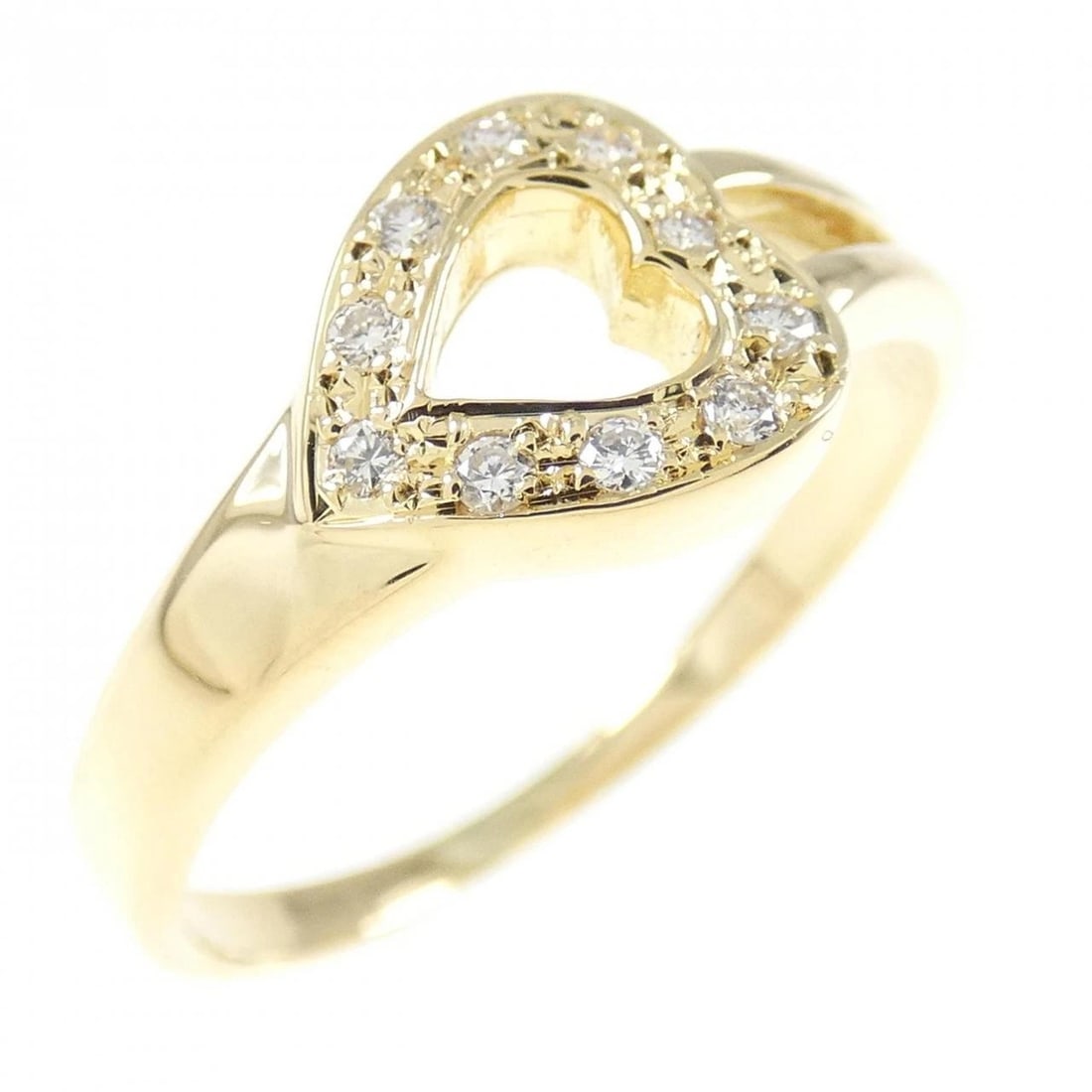 K18YG HEART DIAMOND RING: K18YG Heart Diamond Ring Brand: Unbranded Type: Diamond ring Material: K18 yellow gold, Main Stone/Creation Natural Color: Yellow Gold Size: US5 3/4 Accessories: None Accessories Notice: When
