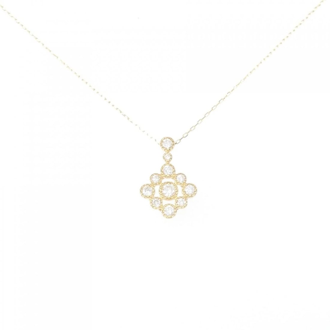 K18YG DIAMOND NECKLACE: K18YG Diamond Necklace Brand: Unbranded Type: Diamond Necklace Material: K18 yellow gold, Main Stone/Creation Natural Color: Yellow Gold Size: 40cmActual Size Pendant length approx. x width