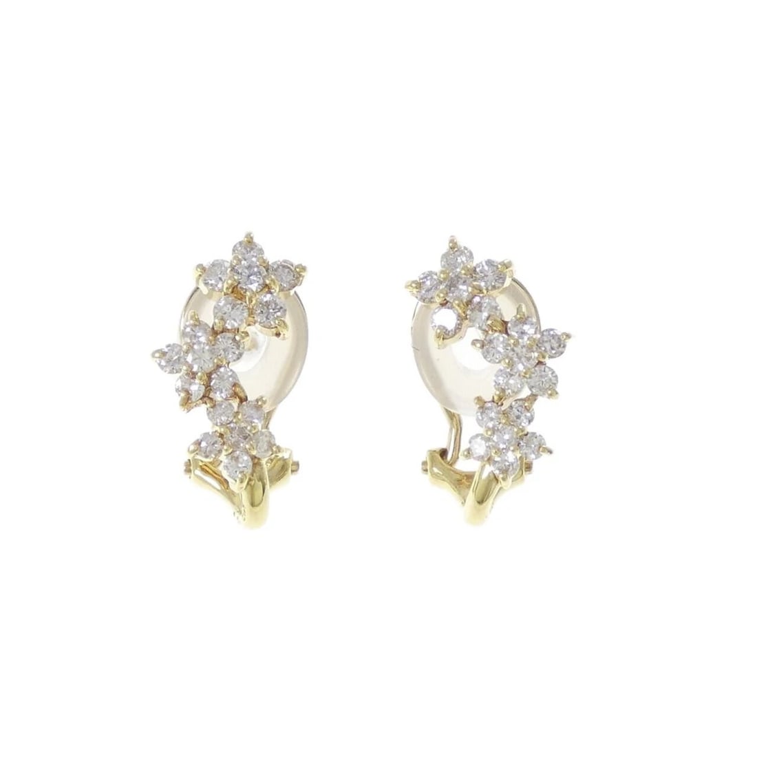 K18YG FLOWER DIAMOND PIERCE: K18YG Flower Diamond Pierce Brand: Unbranded Type: Diamond Pierce/Earring Material: K18 yellow gold, Main Stone/Creation Natural Color: Yellow Gold Size: Actual Size Approx. height x width: