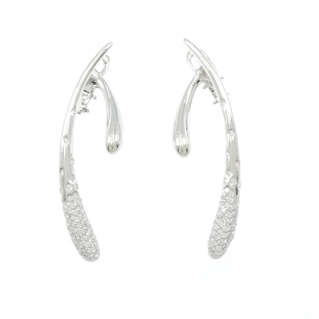 750WG DIAMOND PIERCE: 750WG Diamond Pierce Brand: Unbranded Type: Diamond Pierce/Earring Material: 750 white gold, Main Stone/Creation Natural Color: White Gold Size: Actual Size Approx. height x width: 51.1mm x