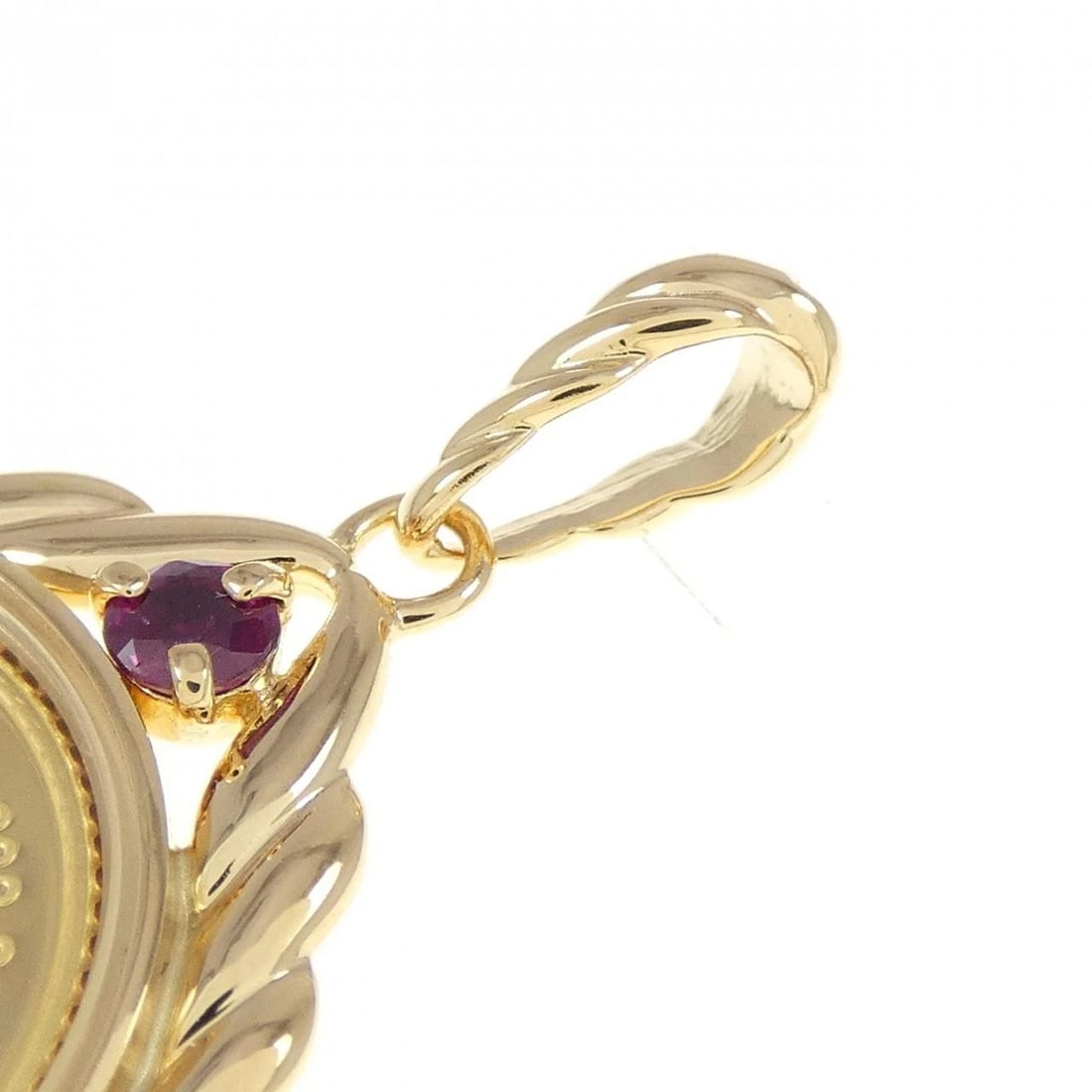 K18YG (FRAME) RUBY COIN PENDANT - 3