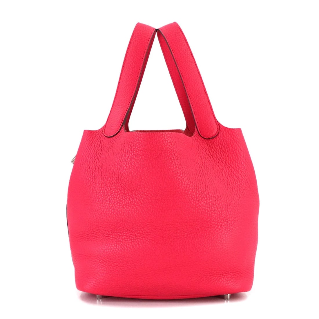 HERMES PICOTIN LOCK MM HAND BAG: HERMES Picotin Lock MM Hand Bag Brand: HERMES Type: Hand Bag Material: Taurillon Clemence Color: Rose extreme Size: W 8.66 inch, H 8.46 inch, D 6.89 inch Accessories: None Accessories Noti