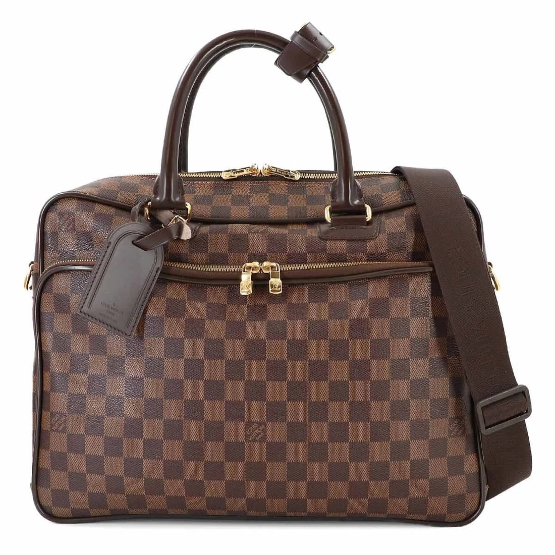 LOUIS VUITTON DAMIER ICARE 2WAY BUSINESS SHOULDER BAG: LOUIS VUITTON Damier Icare 2way Business Shoulder Bag Brand: LOUIS VUITTON Type: Business Bag / Shoulder Bag Material: Damier Canvas Color: Ebene Size: W 14.96 inch, H 11.02 inch, D 5.31 inch 