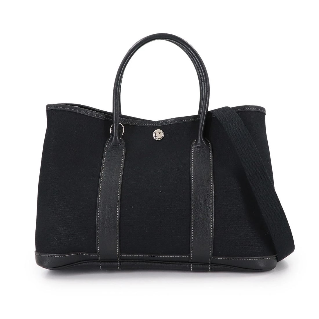 HERMES GARDEN PARTY TPM 2WAY TOTE SHOULDER BAG: HERMES Garden Party TPM 2way Tote Shoulder Bag Brand: HERMES Type: Tote Bag / Shoulder Bag Material: Toile Officier , Negonda Color: Black Size: W 11.81 inch, H 8.27 inch, D 5.51 inch Accessories