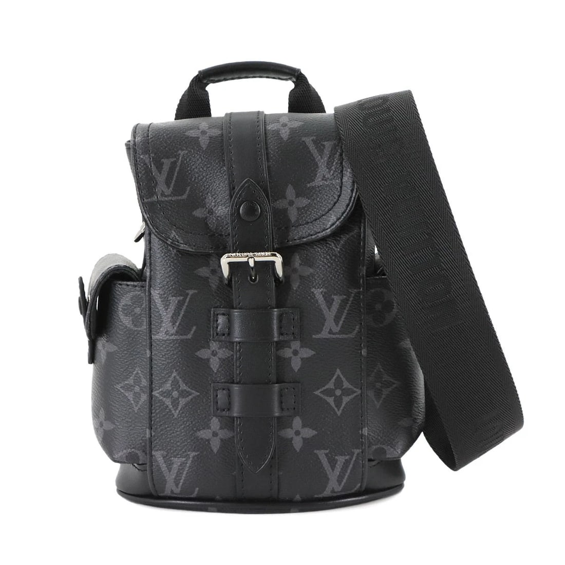 LOUIS VUITTON MONOGRAM ECLIPSE NANO CHRISTOPHER CROSSBODY BAG: LOUIS VUITTON Monogram Eclipse Nano Christopher Crossbody Bag Brand: LOUIS VUITTON Type: Crossbody Bag Material: Monogram Eclipse Canvas Color: Monogram Eclipse Size: W 5.71 inch, H 7.68 inch, D 2