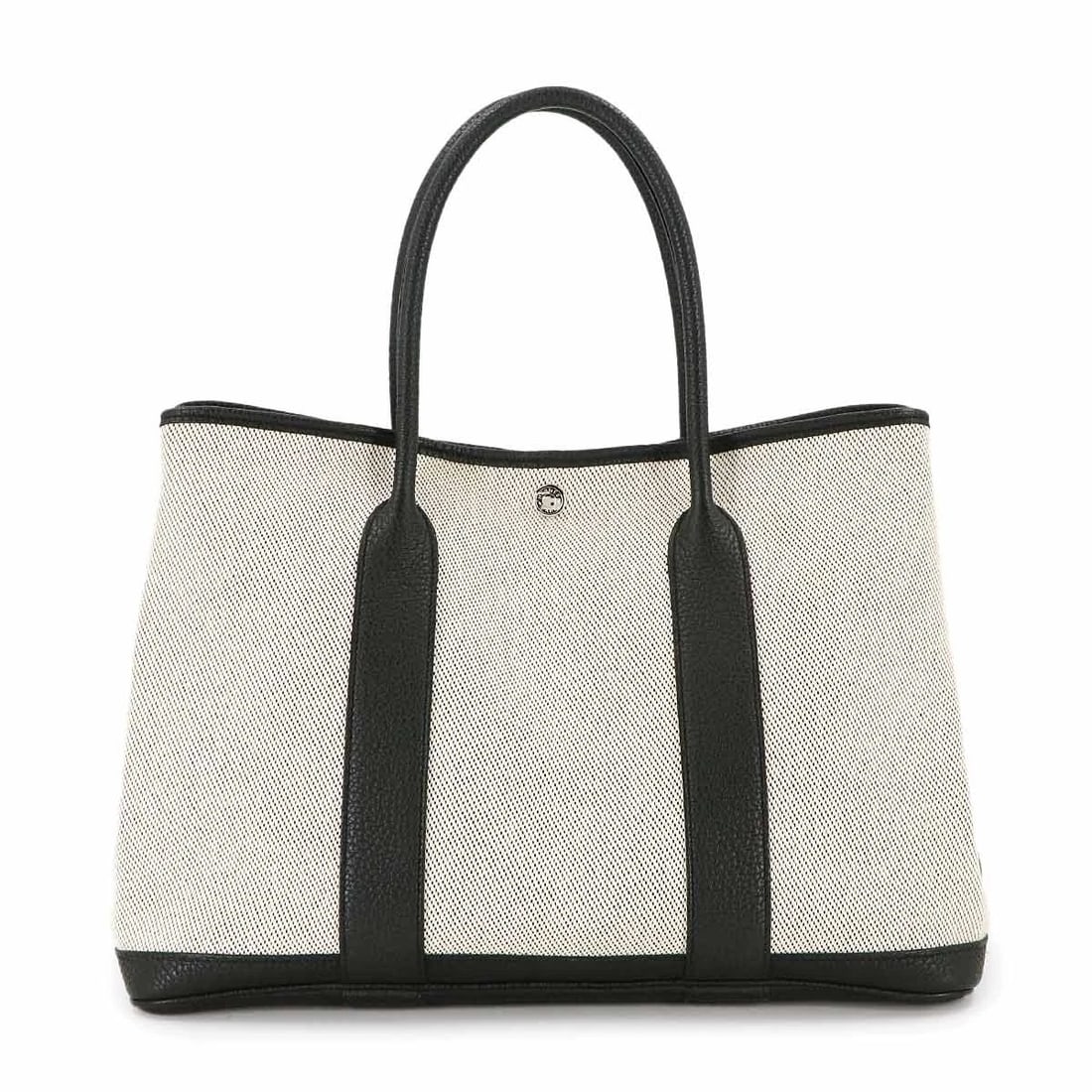 HERMES GARDEN PARTY PM TOTE BAG: HERMES Garden Party PM Tote Bag Brand: HERMES Type: Tote Bag Material: Twill H , Negonda Color: Ecru , Black Size: W 14.17 inch, H 10.24 inch, D 6.69 inch Accessories: None Accessories Not