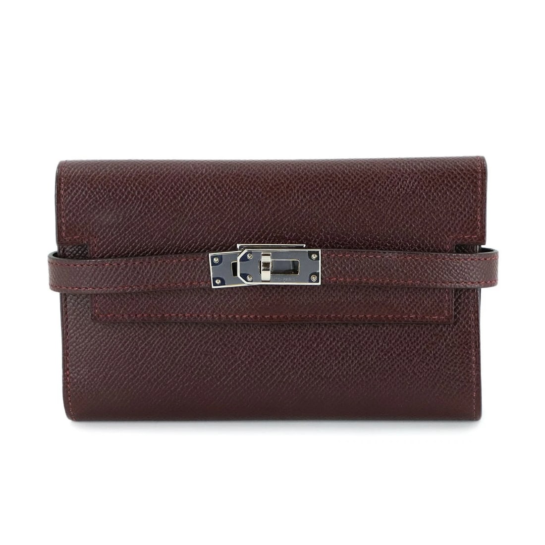 HERMES KELLY WALLET MEDIUM VEAU EPSOM BORDEAUX PURSE: HERMES Kelly Wallet Medium Veau Epsom Bordeaux Purse Brand: HERMES Type: Wallet Material: Veau Epsom Color: Bordeaux Size: W 6.10 inch, H 3.94 inch, D 0.79 inch Accessories: None Accessori