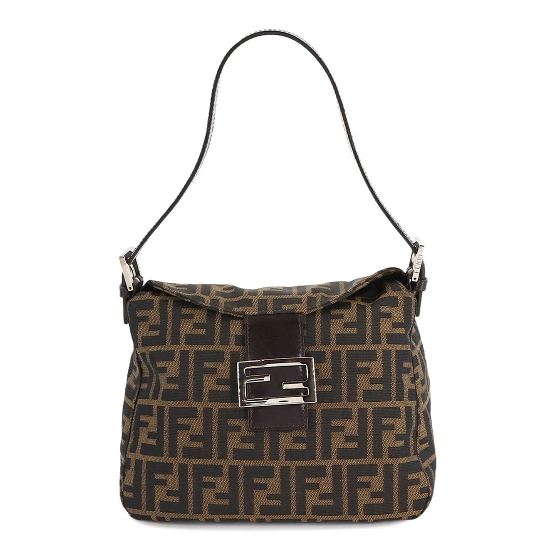 FENDI ZUCCA MAMMA BAGUETTE SHOULDER BAG CANVAS LEATHER: FENDI Zucca Mamma Baguette Shoulder Bag Canvas Leather Brand: FENDI Type: Shoulder Bag Material: Canvas , Leather Color: Brown Size: W 9.65 inch, H 7.87 inch, D 4.92 inch Accessories: None
