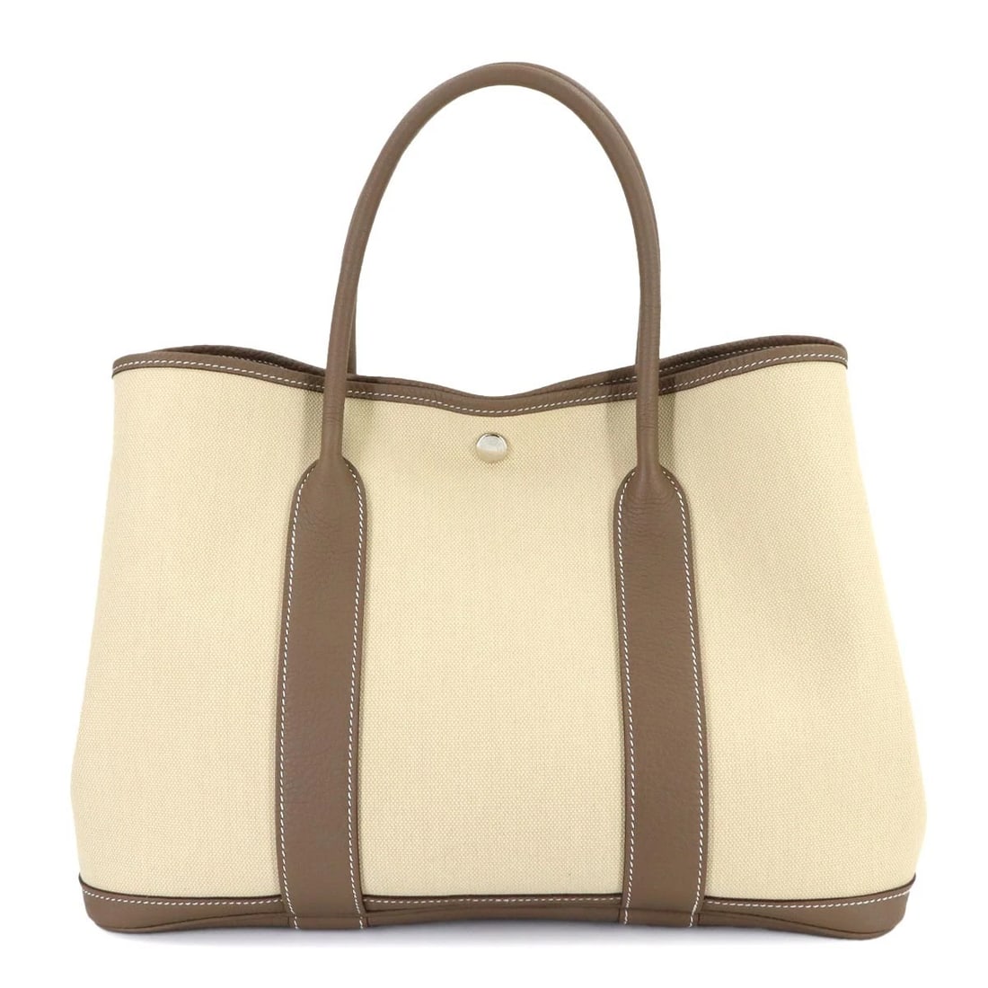 HERMES GARDEN PARTY PM TOTE BAG TOILE MILITAIRE NEGONDA BETON: HERMES Garden Party PM Tote Bag Toile Militaire Negonda Beton Brand: HERMES Type: Tote Bag Material: Toile Militaire , Negonda Color: Beton , Etoupe Size: W 14.17 inch, H 10.43 inch, D 7.09 inch