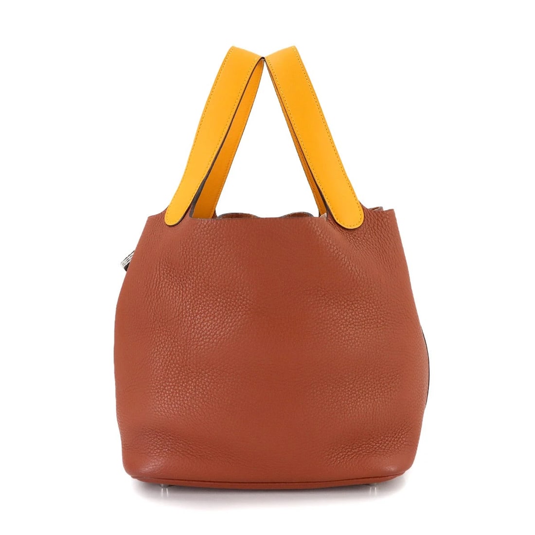 HERMES PICOTIN LOCK TOUCH MM HAND BAG TAURILLON: HERMES Picotin Lock Touch MM Hand Bag Taurillon Brand: HERMES Type: Hand Bag Material: Taurillon Clemence , Veau Swift Color: Cuivre , Jaune d'or Size: W 8.66 inch, H 8.27 inch, D 6.89 inch Acces
