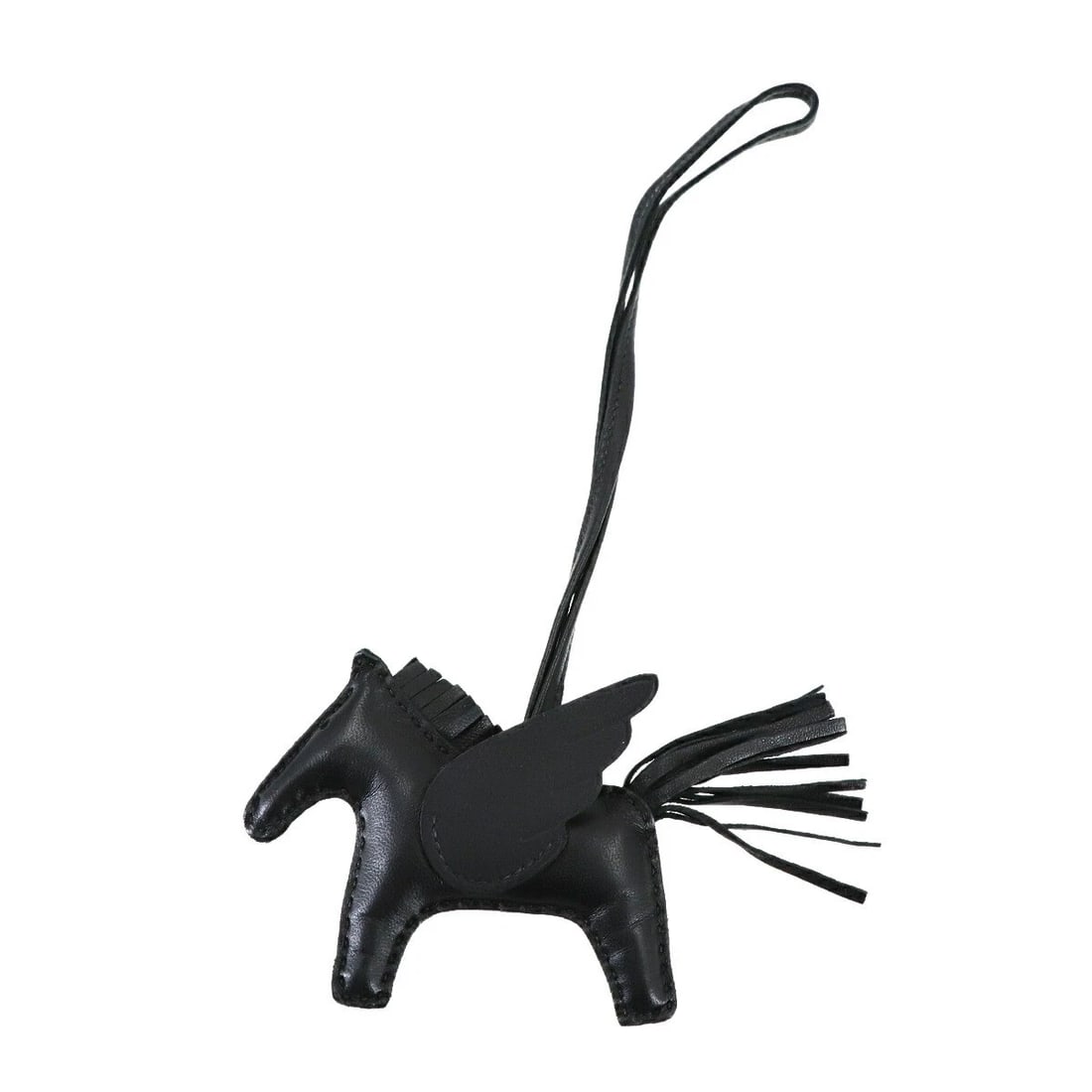HERMES RODEO PEGASUS PM BAG CHARM: HERMES Rodeo Pegasus PM Bag Charm Brand: HERMES Type: Bag Charm Material: Agneau Milo , Veau Swift Color: Black Size: W4.9 inch x H2.8inch Strap: 6.9inch Accessories: None Accessories Notice: