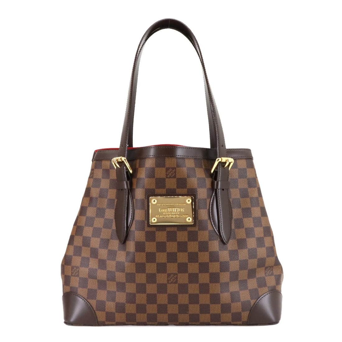 LOUIS VUITTON DAMIER HAMPSTEAD MM TOTE BAG: LOUIS VUITTON Damier Hampstead MM Tote Bag Brand: LOUIS VUITTON Type: Tote Bag Material: Damier Canvas Color: Ebene Size: W 13.78 inch, H 11.02 inch, D 6.69 inch Accessories: None Accessories