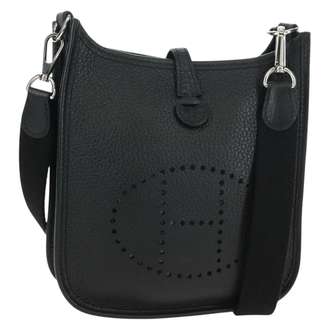 HERMES EVELYN TPM SHOULDER BAG TAURILLON LEATHER: HERMES Evelyn TPM Shoulder Bag Taurillon Leather Brand: HERMES Type: Shoulder Bag Material: Leather Color: Black/Silver Size: W6.7 x H6.7 x D2.0inch(Approx) Shoulder Drop:22.8inch(Approx) Accesso
