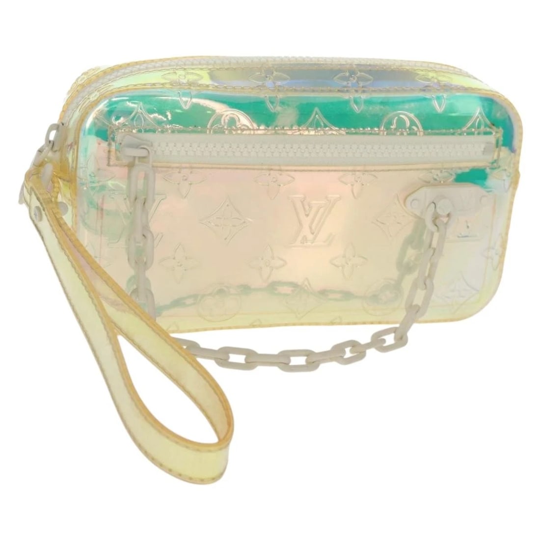LOUIS VUITTON MONOGRAM PRISM POCHETTE VOLGA BAG: LOUIS VUITTON Monogram Prism Pochette Volga Bag Brand: LOUIS VUITTON Type: Clutch Bag Material: Monogram Canvas Color: Silver Size: W8.3 x H4.3 x D1.6inch(Approx) Accessories: None Accesso