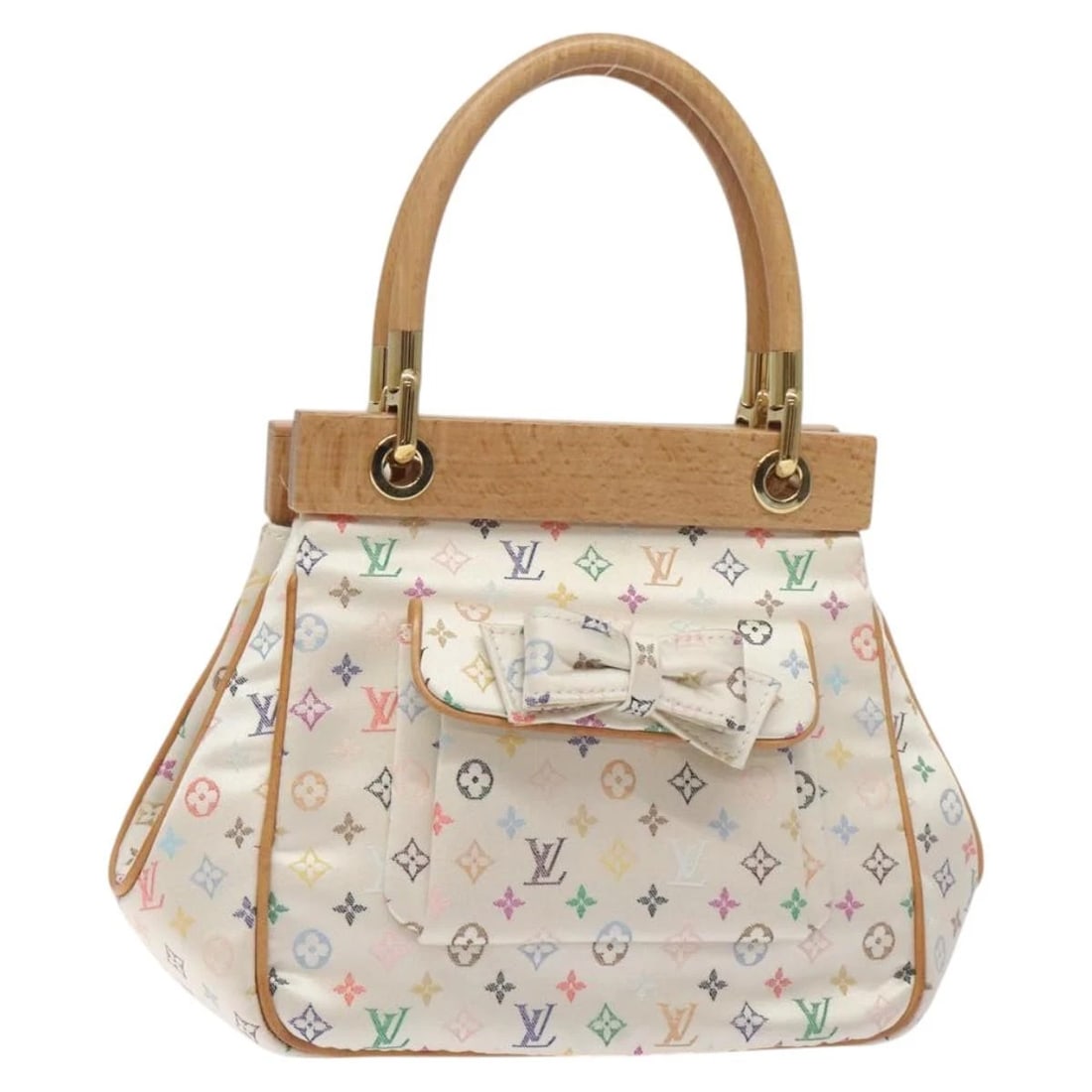 LOUIS VUITTON MONOGRAM MULTICOLOR ABELIA BAG: LOUIS VUITTON Monogram Multicolor Abelia Bag Brand: LOUIS VUITTON Type: Hand Bag Material: Satin/Monogram Multicolor Canvas Color: White Size: W9.4 x H6.7 x D3.9inch(Approx) Accessories: None