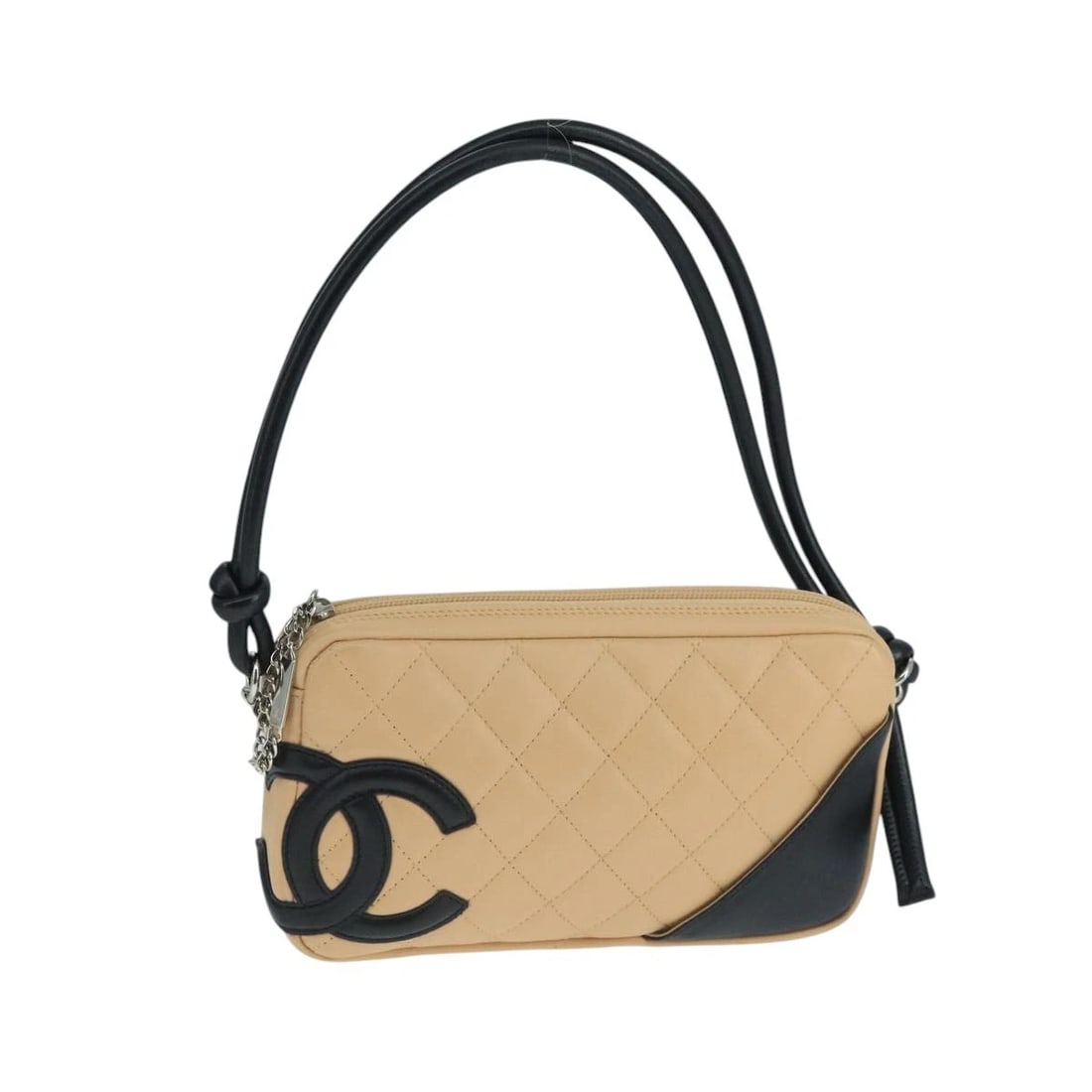CHANEL CAMBON LINE ACCESSORY POUCH LEATHER BLACK: CHANEL Cambon Line Accessory Pouch Leather Black Brand: CHANEL Type: Accessory Pouch Material: Leather Color: Black/Beige Size: W8.3 x H4.7 x D1.2inch(Approx) Accessories: None Accessories