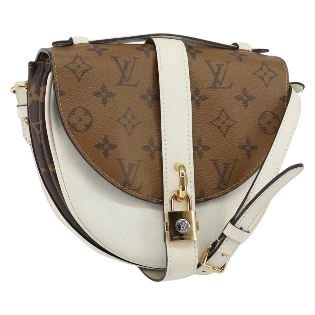 LOUIS VUITTON MONOGRAM REVERSE SHANTY LOCK SHOULDER BAG: LOUIS VUITTON Monogram Reverse Shanty Lock Shoulder Bag Brand: LOUIS VUITTON Type: Shoulder Bag Material: Monogram Reverse Canvas Color: Monogram Reverse Size: W8.7 x H11.4 x D3.9inch(Approx) Acc