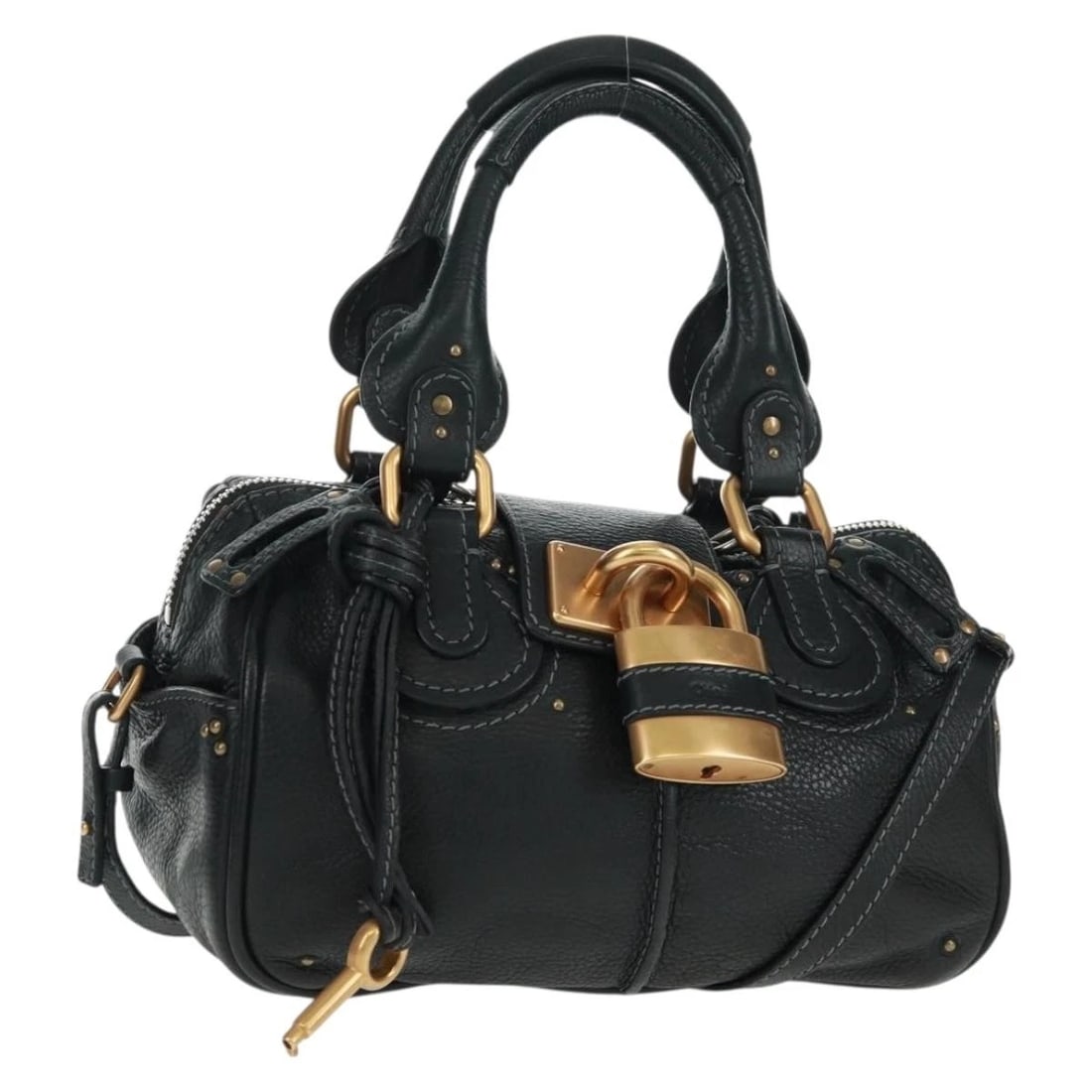 CHLOE PADDINGTON HAND BAG LEATHER 2WAY BLACK GOLD (1 of 10)