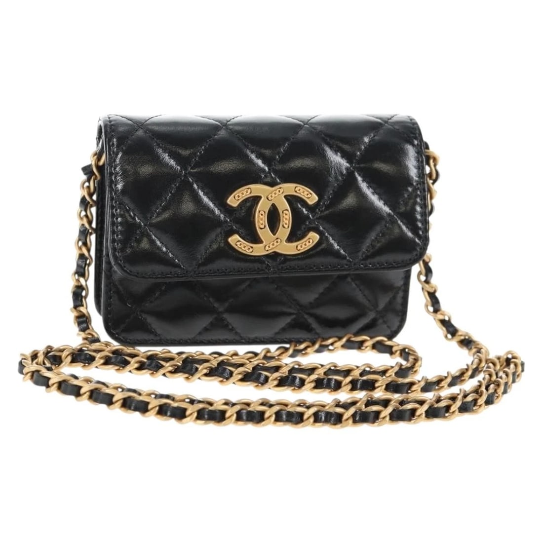 CHANEL MATELASSE CHAIN MINI SHOULDER BAG CALF SKIN BLACK GOLD: CHANEL Matelasse Chain Mini Shoulder Bag Calf Skin Black Gold Brand: CHANEL Type: Shoulder Bag Material: Leather Color: Black/Gold Size: W4.7 x H3.1 x D1.2inch(Approx) Shoulder Drop:22.8inch(Appro