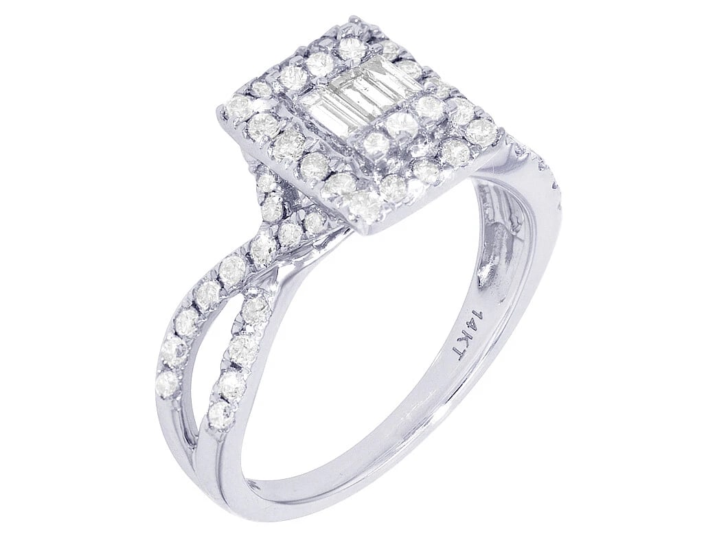 SQUARE REAL DIAMOND RING 14K WHITE GOLD: Square Real Diamond Ring 14K White Gold Brand: None Type: Ring Material: 14K White Gold, Main Stone/Creation Natural Color: White Size: 10 US Accessories: None Accessories Notice: When pur