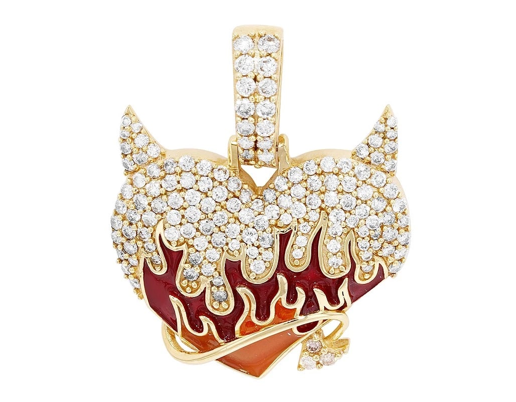 UNISEX ANGEL DEVIL REAL DIAMOND HEART PENDANT (1 of 3)