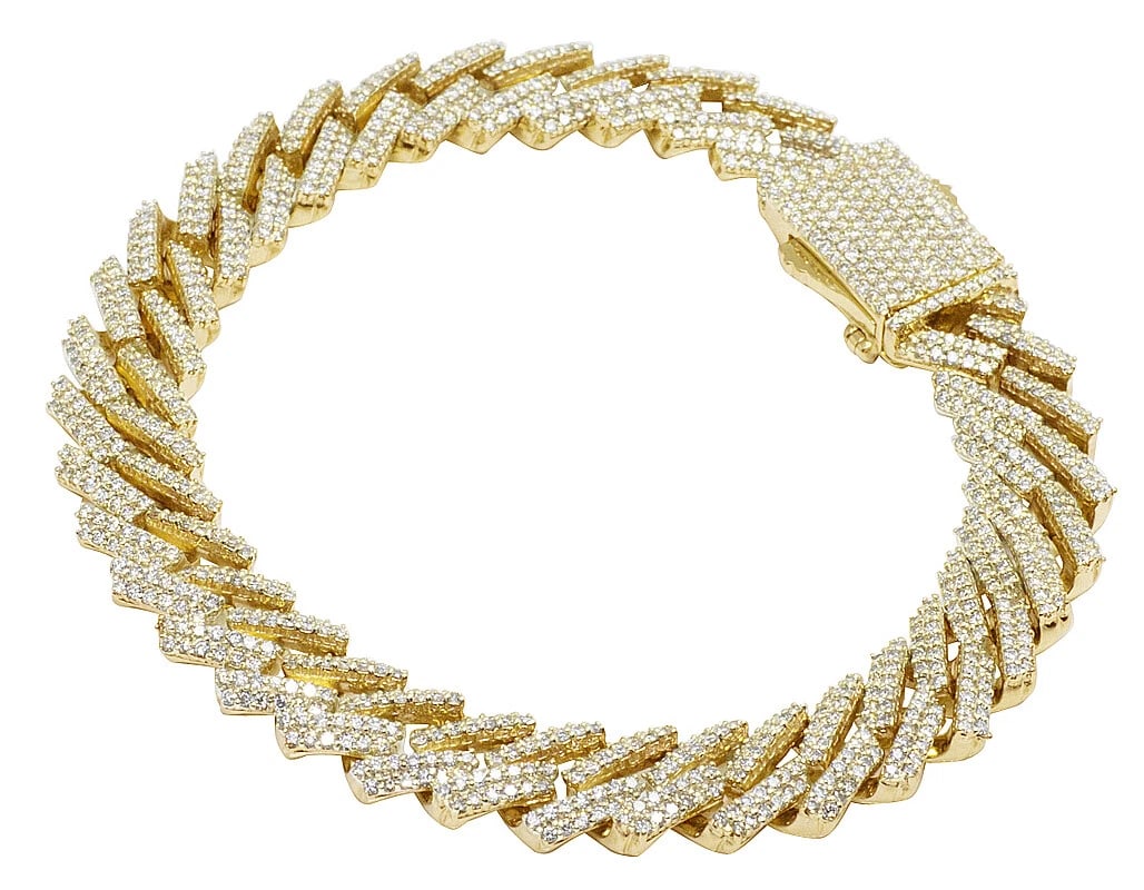 MENS YELLOW GOLD REAL DIAMOND MIAMI CUBAN LINK BRACELET (1 of 2)