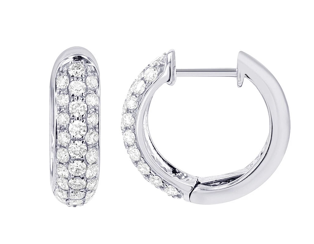 ROUND INSIDE REAL DIAMOND HOOP EARRINGS 14K WHITE GOLD: Round Inside Real Diamond Hoop Earrings 14K White Gold Brand: None Type: Earrings Material: 14K White Gold, Main Stone/Creation Natural Color: White Size: Item Diameter 4.5 mm Accessories: None