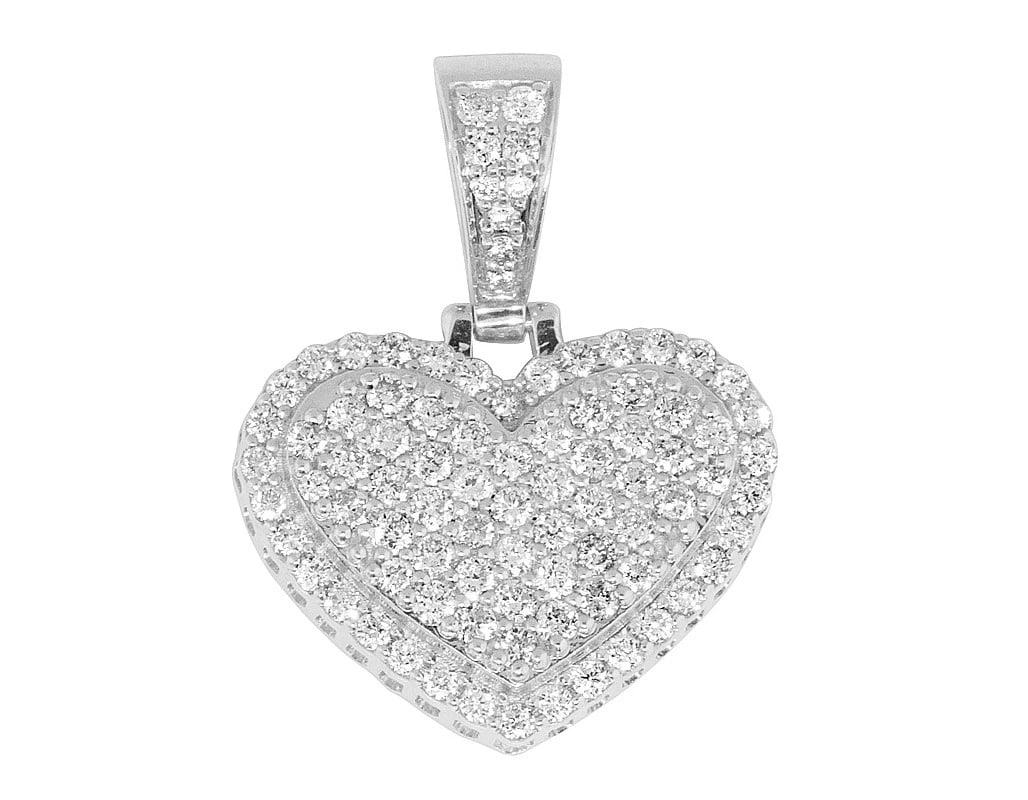 3D HEART REAL DIAMOND PENDANT 10K WHITE GOLD: 3D Heart Real Diamond Pendant 10k White Gold Brand: None Type: Pendant Material: 10K White Gold, Main Stone/Creation Natural Color: White Gold Size: Dimension 1" Accessories: None Accessor
