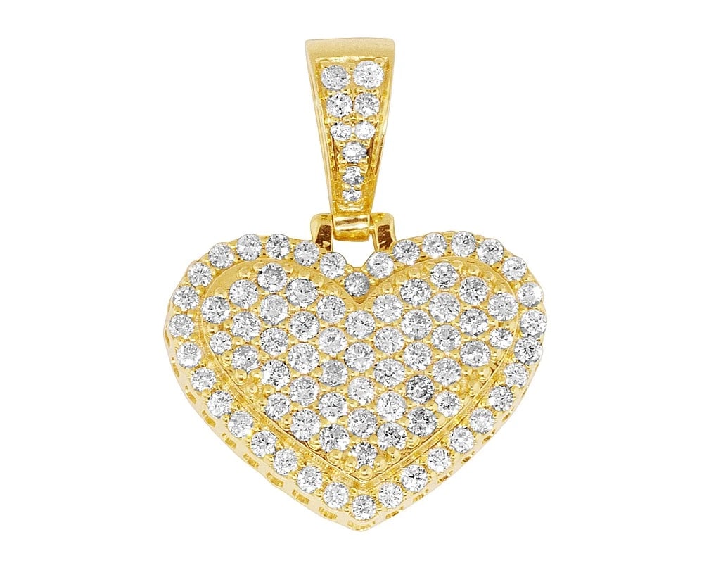 3D HEART REAL DIAMOND PENDANT 10K YELLOW GOLD (1 of 3)