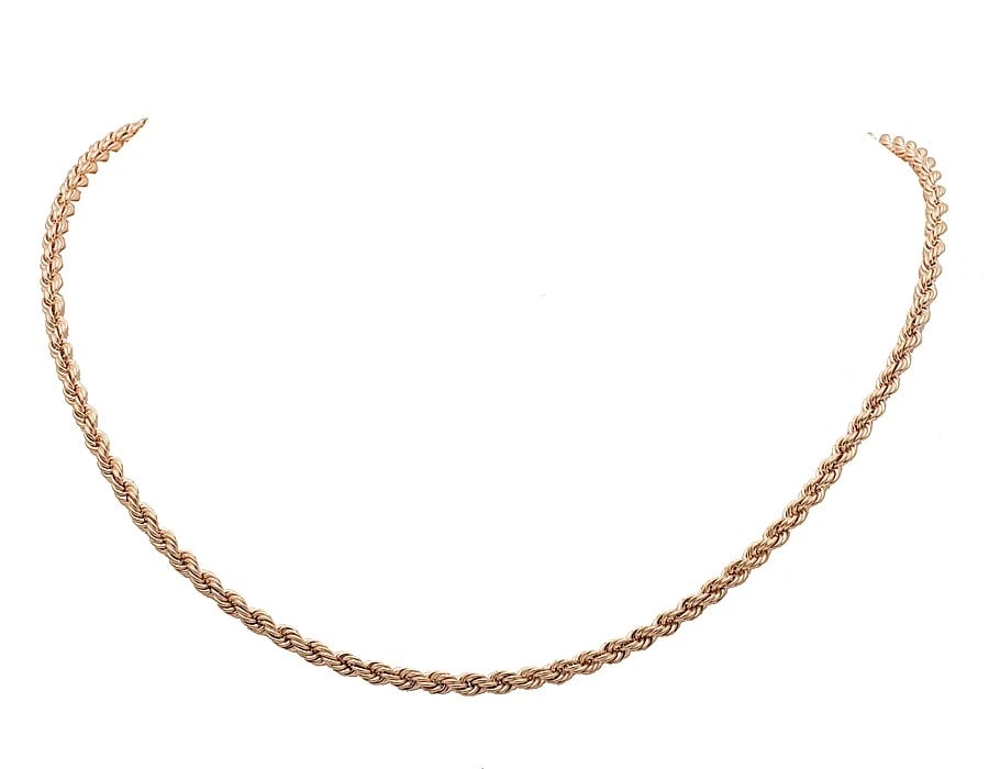 MEN'S LADIES REAL 10K ROSE GOLD HOLLOW ROPE CHAIN NECKLACE (1 of 4)