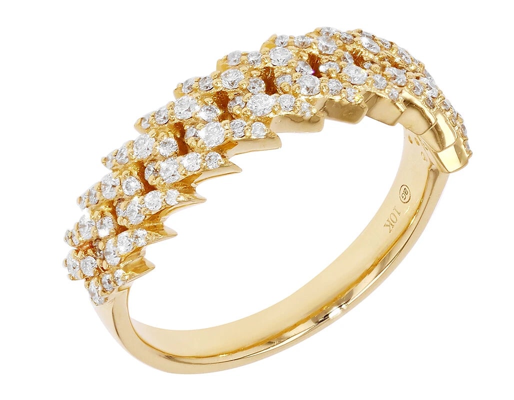 CUBAN LINK REAL DIAMOND PINKY RING 10K YELLOW GOLD: Cuban Link Real Diamond Pinky Ring 10K Yellow Gold Brand: None Type: Ring Material: 10K Yellow Gold, Color: Gold Size: 10 US Accessories: None Accessories Notice: When purchasing pre-owned