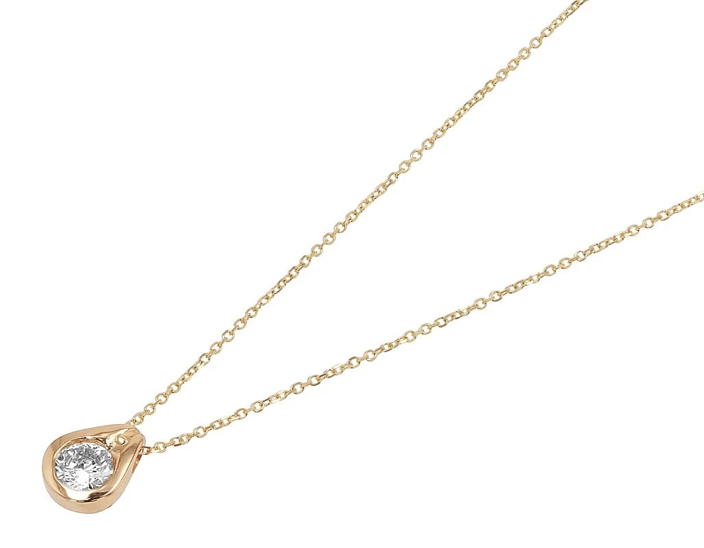 14K YELOLOW GOLD BEZEL DIAMOND TEARDROP NECKLACE: 14K Yelolow Gold Bezel Diamond Teardrop Necklace Brand: None Type: Necklace Material: 14K Yelolow Gold, Main Stone/Creation Natural Color: Yellow Gold Size: Necklace Length 18" Width 6.6mm Access