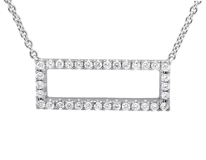18K WHITE GOLD INCH BLOCK GENUINE DIAMOND PENDANT CHARM: 18K White Gold Inch Block Genuine Diamond Pendant Charm Brand: None Type: Necklace Material: 18k White Gold, Main Stone/Creation Natural Color: White Gold Size: Necklace Length 18" Width 8mm Acce