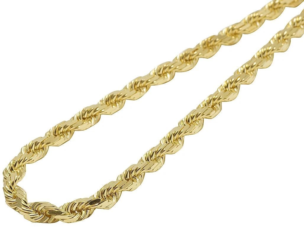 MEN'S LADIES ROPE CHAIN NECKLACE REAL 10K YELLOW GOLD (1 of 4)
