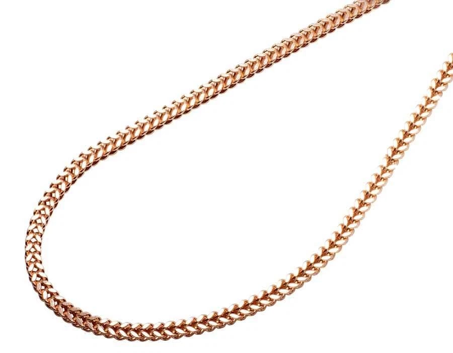 MENS REAL 10K ROSE GOLD HOLLOW FRANCO LINK CHAIN NECKLACE: Mens Real 10K Rose Gold Hollow Franco Link Chain Necklace Brand: None Type: Necklace Material: 10K Rose Gold, Color: Rose Gold Size: Necklace Length 22" Width 3MM Accessories: None Accesso