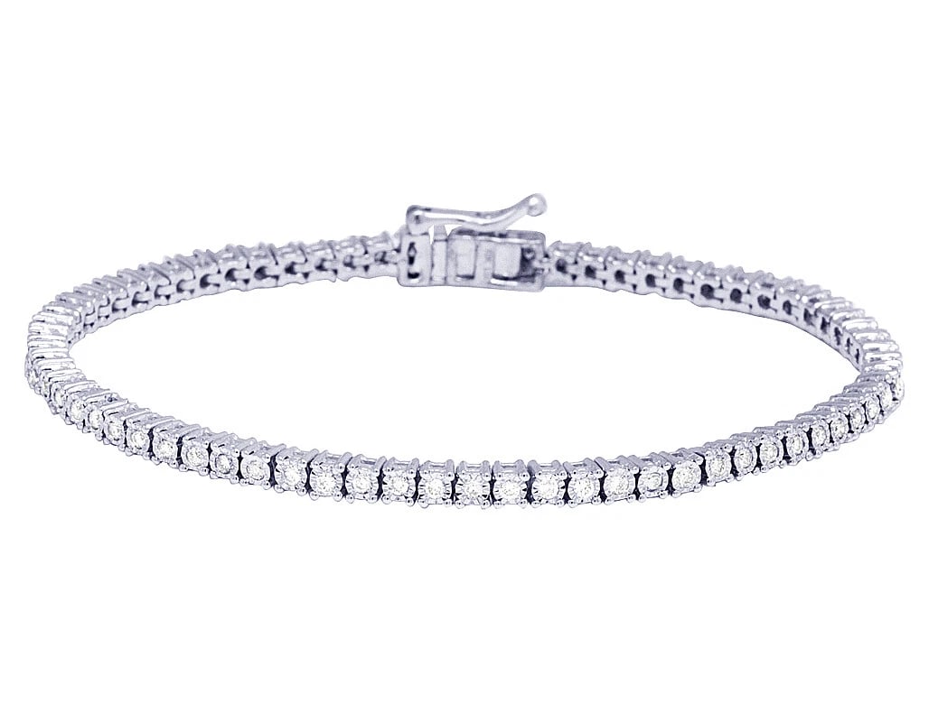 SOLO ROW REAL DIAMOND TENNIS BRACELET 10K WHITE GOLD: Solo Row Real Diamond Tennis Bracelet 10K White Gold Brand: None Type: Bracelet Material: 10K White Gold, Main Stone/Creation Natural Color: White Size: Dimension 3MM x 7" Accessories: None