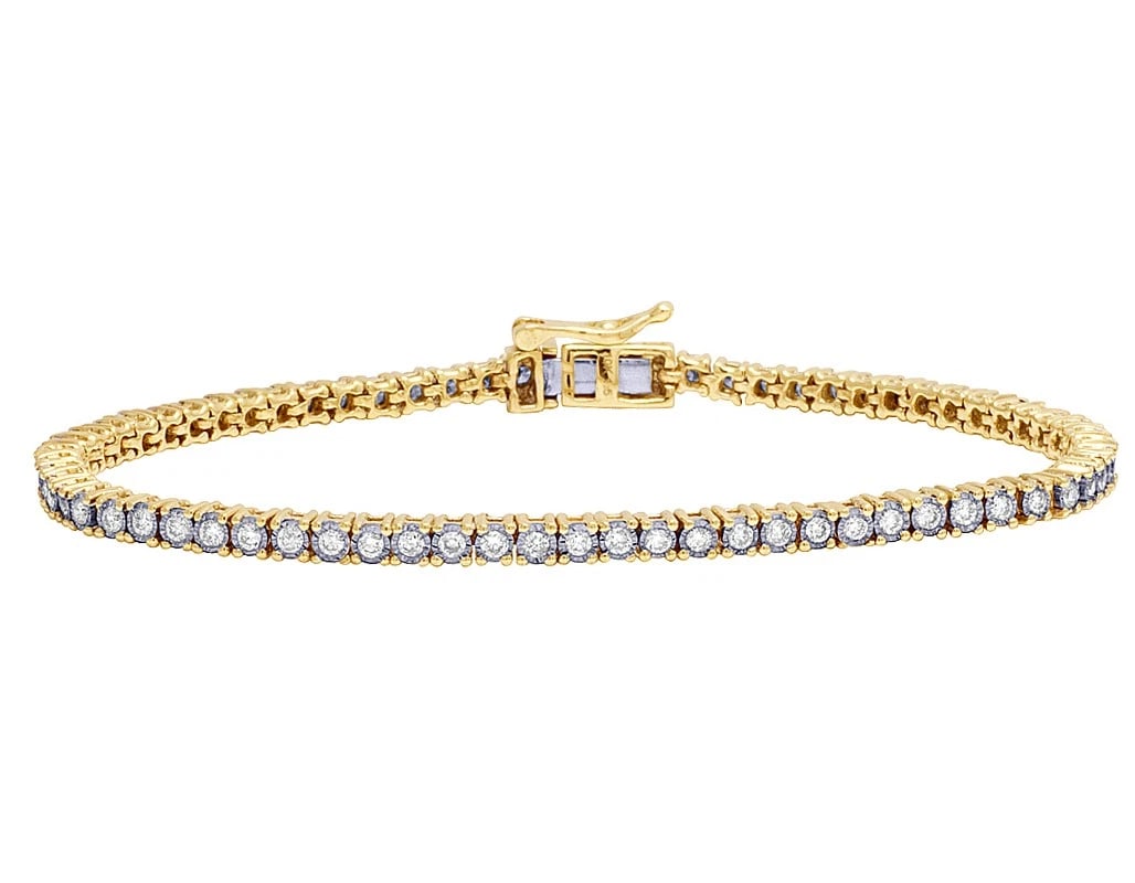 ONE ROW REAL DIAMOND TENNIS BRACELET 10K YELLOW GOLD (1 of 5)