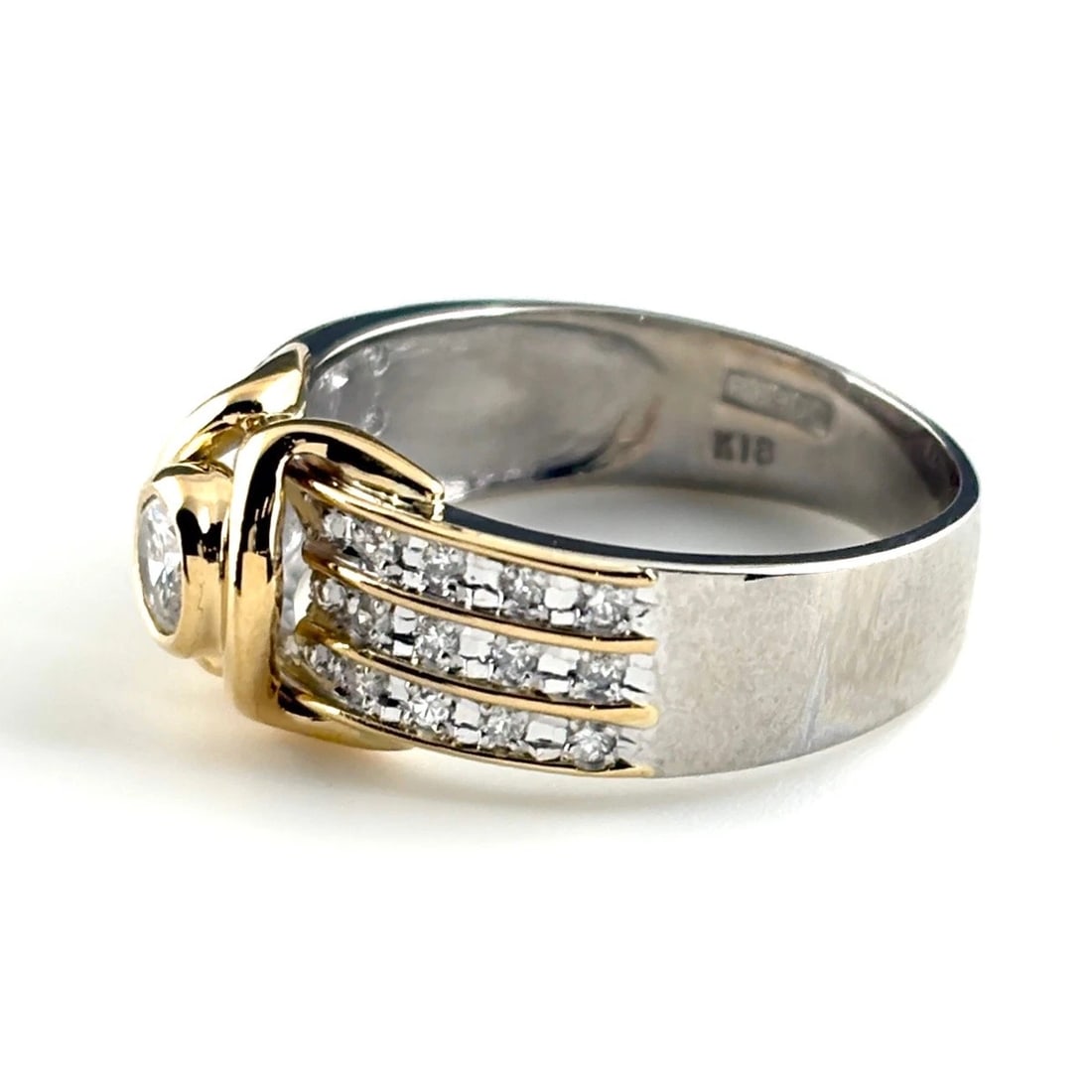 MELEE DIAMOND DESIGN RING YG YELLOWGOLD PLATINUM: Melee Diamond Design Ring Yg Yellowgold Platinum Brand: Unbranded Type: Ring Material: Pt900, Color: YellowGold Size: US6.5 to 7 Accessories: None Accessories Notice: When purchasing