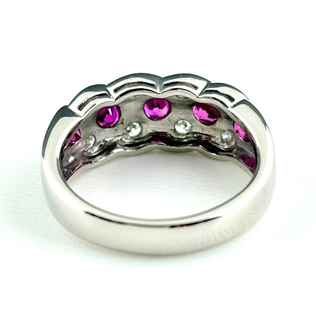 RUBY DESIGN RING PLATINUM MELEE DIAMOND - 2