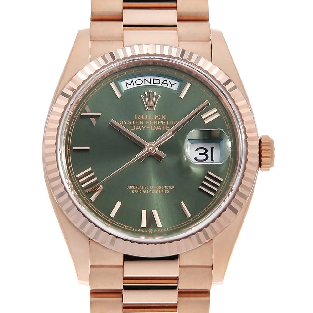 ROLEX OLIVE GREEN EVEROSE GOLD WATCH (1 of 3)