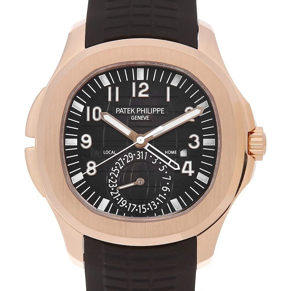 PATEK PHILIPPE AQUANAUT BROWN WATCH: PATEK PHILIPPE Aquanaut Brown Watch Brand: PATEK PHILIPPE Type: Wrist watch Material: Band Material rubber, Case Material Rose Gold Color: Dial Color Brown Size: Case:W40.8mm Circumference of