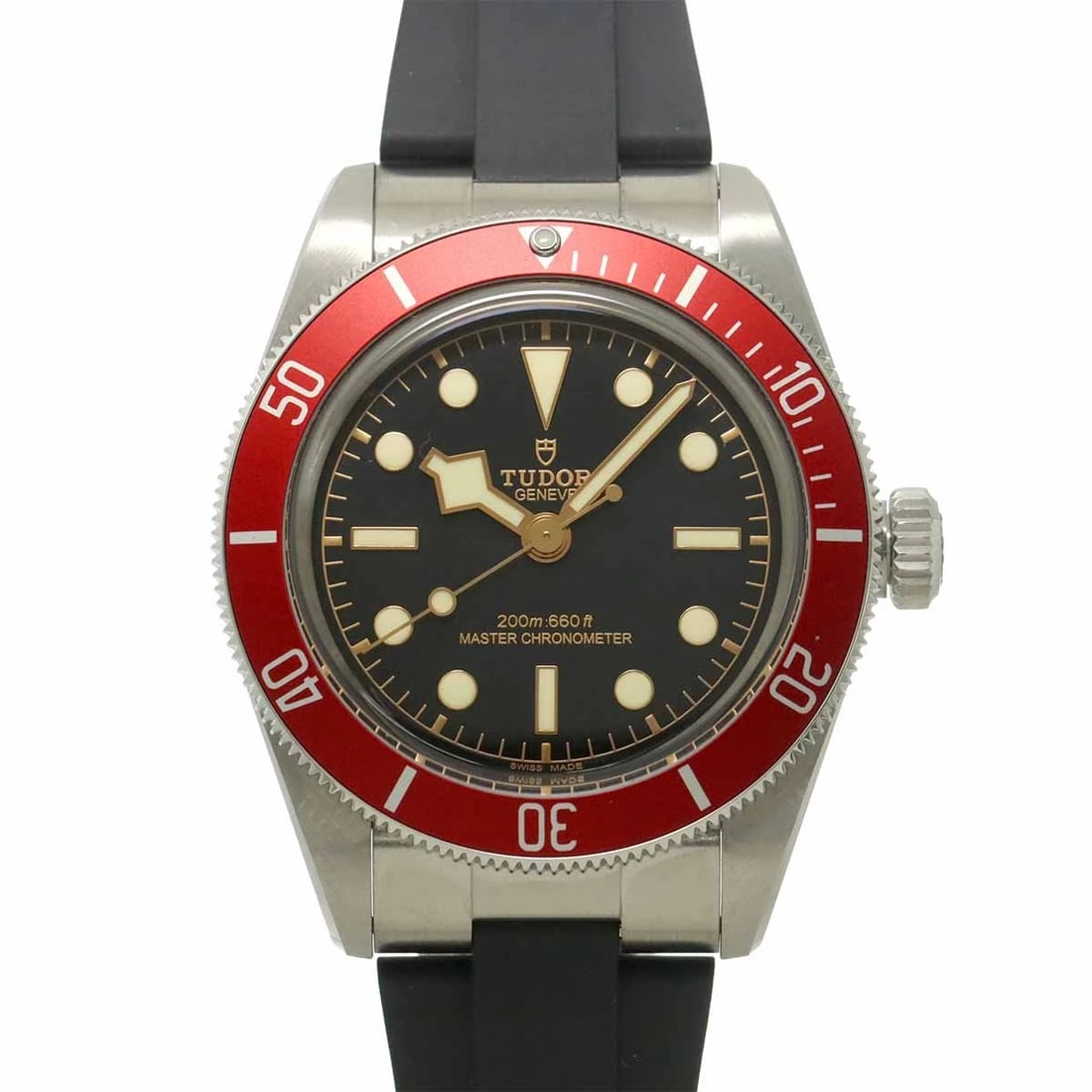 TUDOR HERITAGE BLACK WATCH WATCH: TUDOR Heritage Black Watch Watch Brand: TUDOR Type: Wristwatch Material: Stainless steel,Rubber Color: Dial Color black Size: Case size Length 49mm(included lag)Width 41mm(not included crown) Acc