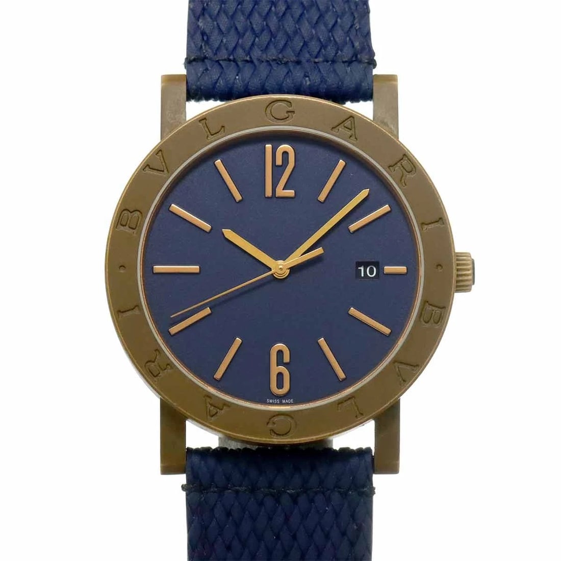 BVLGARI SOLO NAVY WATCH WATCH: BVLGARI Solo Navy Watch Watch Brand: BVLGARI Type: Wristwatch Material: bronze,titanium,rubber,Stainless steel Color: Dial Color navy Size: Case size Length 47mm(included lag)Width 41mm(not includ