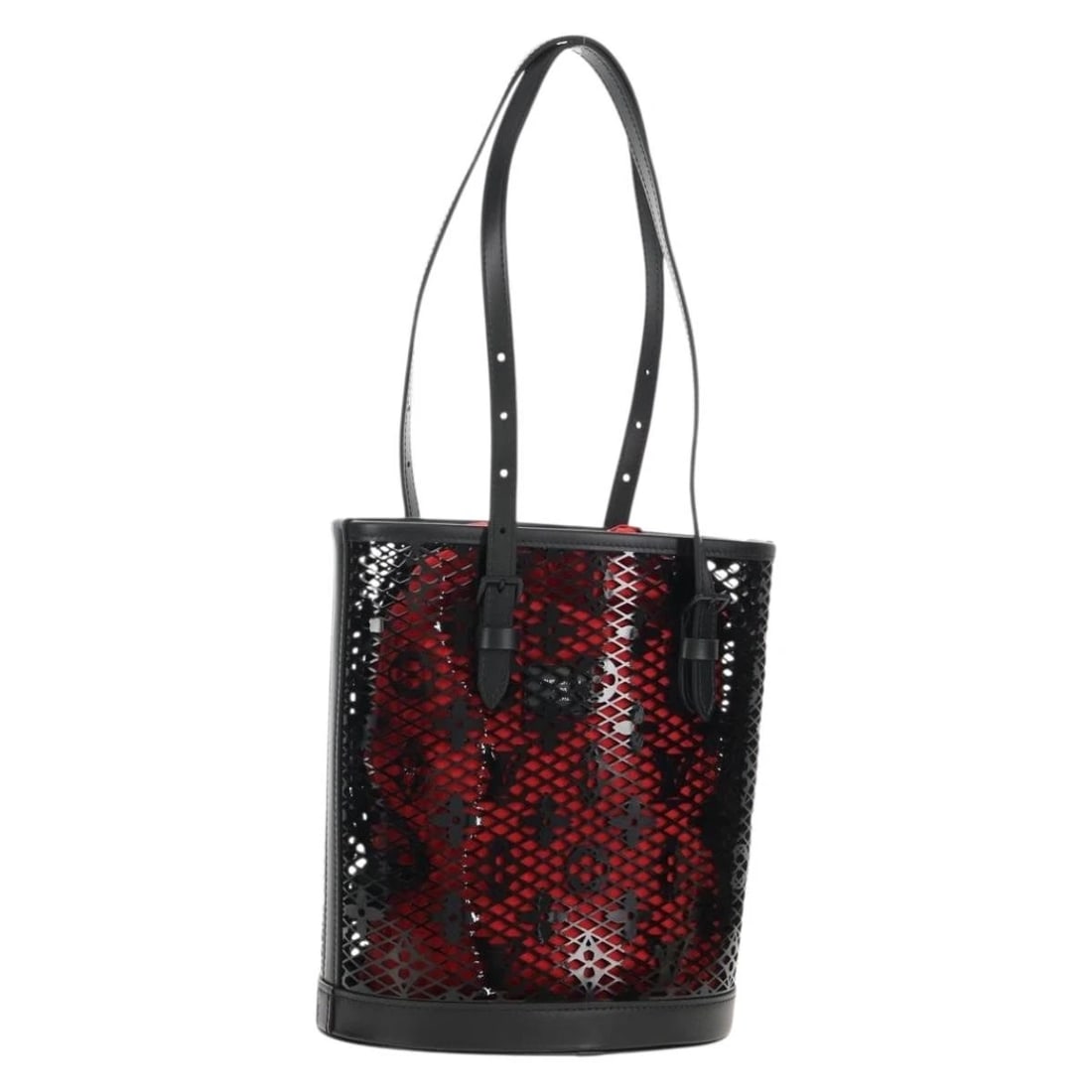 LOUIS VUITTON MONOGRAM LACE BUCKET PM SHOULDER BAG: LOUIS VUITTON Monogram Lace Bucket PM Shoulder Bag Brand: LOUIS VUITTON Type: Shoulder Bag Material: Monogram Canvas Color: Monogram/Black Size: W8.7 x H9.8 x D6.3inch(Approx) Shoulder Drop:6.3 -